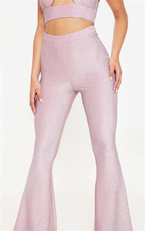Pink Glitter Wide Leg Trouser Trousers Prettylittlething Aus
