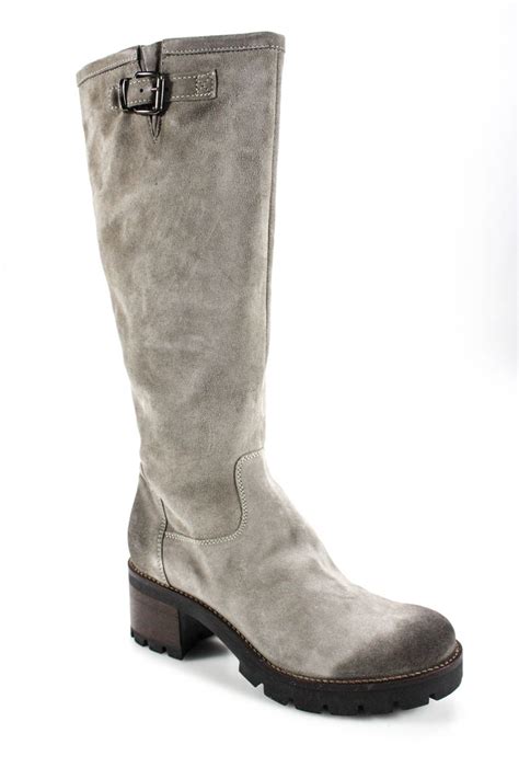 Manas Womens Suede Knee High Torba Boots Gray Size 41 11 1620000050 Ebay