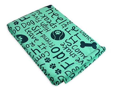Dii Bone Dry Good Dog Printed Microfiber Dog Bath Towel Green Dog