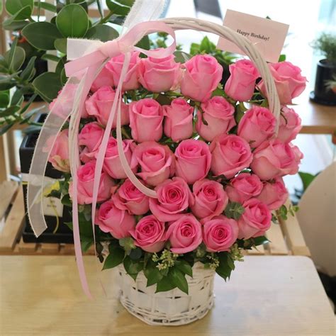 Pink Rose Basket