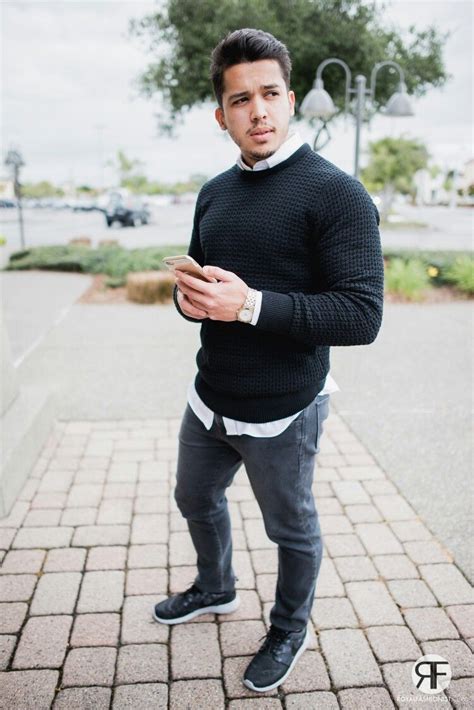 Black Trainer Outfit Mens Outfits Mens Fashion Sweaters Mens