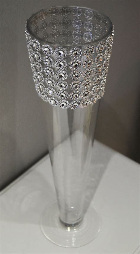 Rhinestone Trumpet Vase Wedding Centerpiece Bling Wrapped