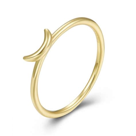Gold Ring Mit Halbmond Aus Hochwertigem 18 Karat Vergoldetem 925