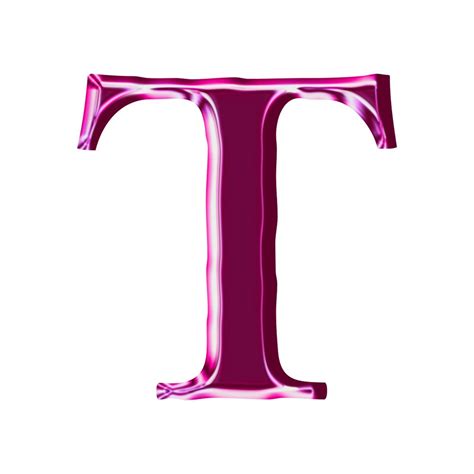 Shining Metallic Pink Glass Letter T In A 3d Illustration With A Shiny