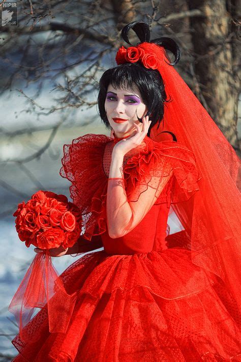 Wonderful Lydia Cosplay Beetlejuice Costume Bride Costume Red Wedding Dresses