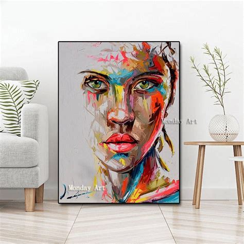 Big Size Canvas Hand Painted Impressionist Portrait Oil Painting Wall