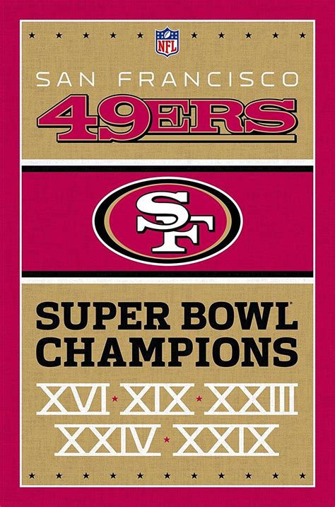 San Francisco 49ers 5x Champions 22x34 Football Poster San Francisco