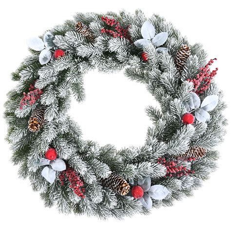 Costway 24 Electrostatic Flocked Christmas Wreath Holiday Decor W