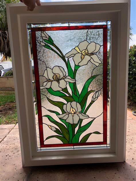 Lovely Iris Leaded Stained Glass Window Insulated And Pre Installed