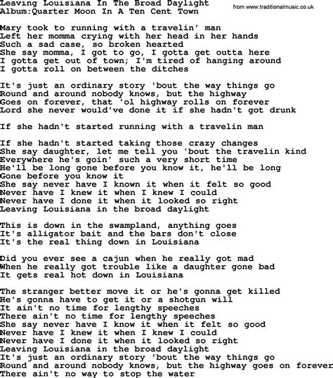 Emmylou Harris Song Leaving Louisiana In The Broad Daylight Lyrics