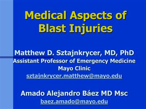 Ppt Medical Aspects Of Blast Injuries Powerpoint Presentation Free Download Id