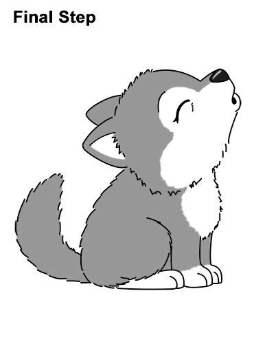 Draw A Cartoon Bat Wolf Pup Howling Cute Wolf Drawings Cute Cartoon