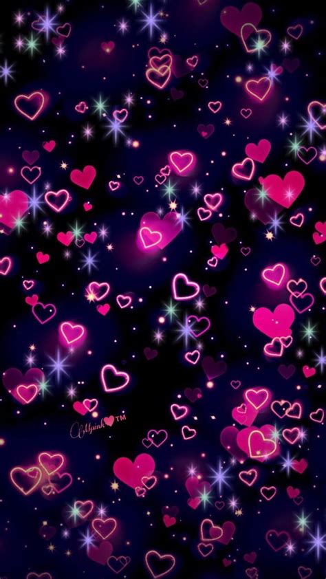 Pink Hearts And Stars On A Black Background