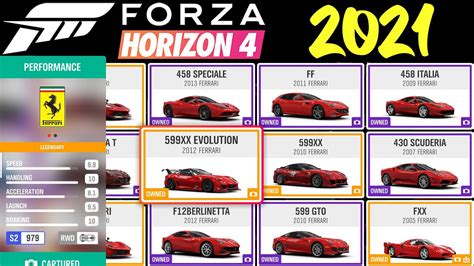 Forza Horizon 4 2021 All Cars Full Vehicles List 4k Youtube
