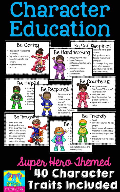 The Character Education Poster For Superhero Hero Themed Students To