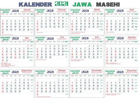 Januari 2021 dalam tanggalan jawa dimulai tanggal 17 jumadil awal 1954 sampai 17 jumadil akir 1954. Kalender 2021 jawa lengkap bulan, Hari Pasaran dan Wuku Hari