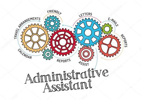 Gears And Mechanisms With Text Administrative Assistant Stock Vector