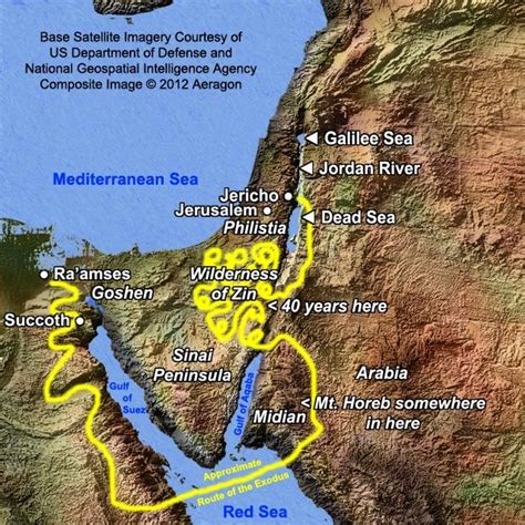 Wanderings Of Israel For 40 Years Map Of The Approximate Route Of The
