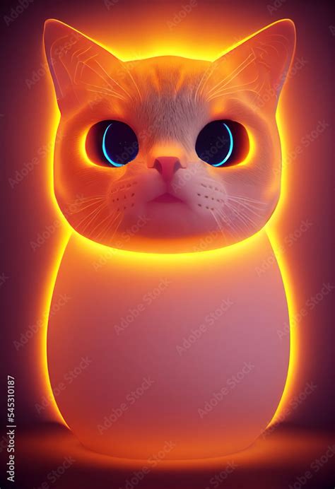Bright Glowing Cat Illustration Showing The Collected Calm
