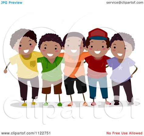 Cartoon Of A Group Of Happy Black Boys Royalty Free Vector Clipart By