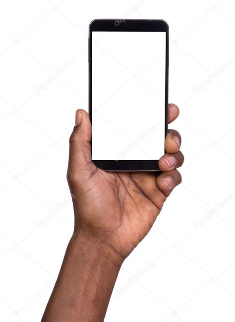 Hand Holding Mobile Smart Phone With Blank Screen Stock Photo By