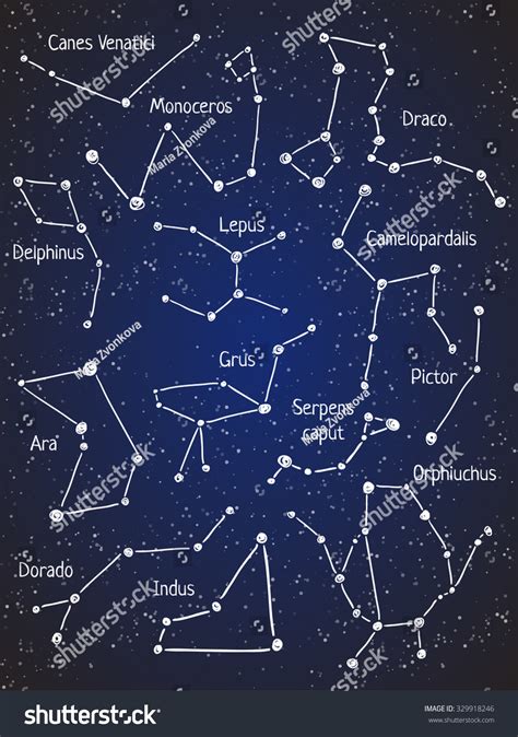 Set Star Constellations Vector Space Astronomy Stock Vector 329918246
