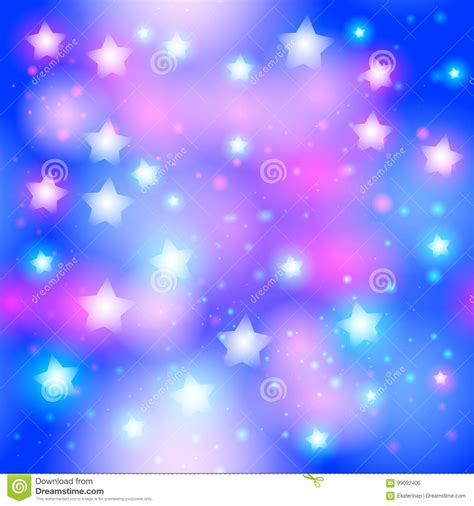 Abstract Starry Seamless Pattern With Neon Star On Bright