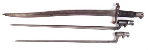 British 1858 Pattern Enfield Sword Bayonet Also Two Socket Bayonets