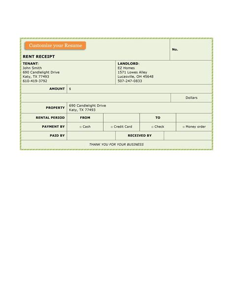 Printable Rent Receipts Free Templates Templatelab