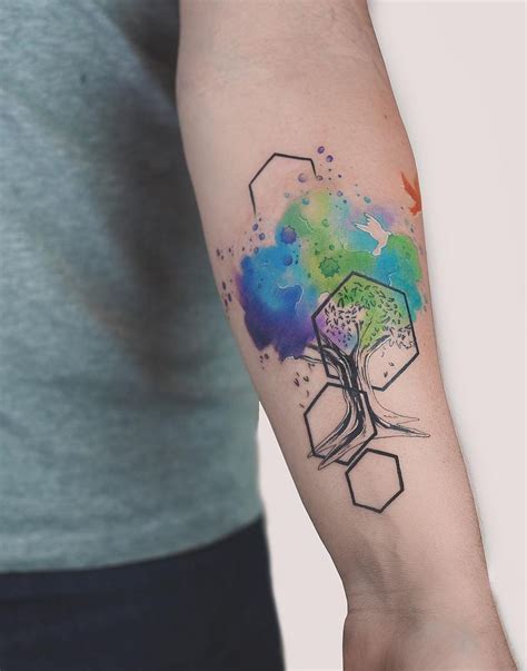 Geometric And Abstract Tattoos With A Splash Of Watercolor