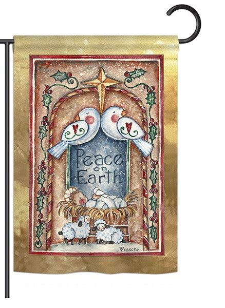 Peace On Earth Doves And Nativity Garden Flag And More Garden Flags At