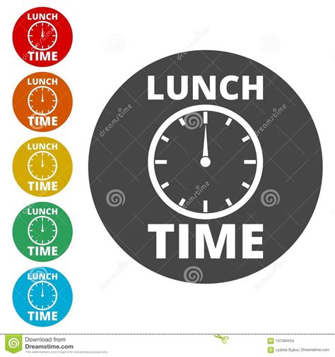Hora Para El Almuerzo Icono Plano Del Tiempo Del Almuerzo Ilustración