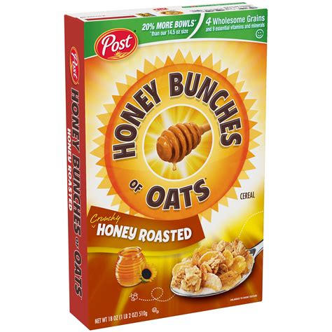 Honey Bunches Of Oats Breakfast Cereal Honey Roasted 18 Oz 510g