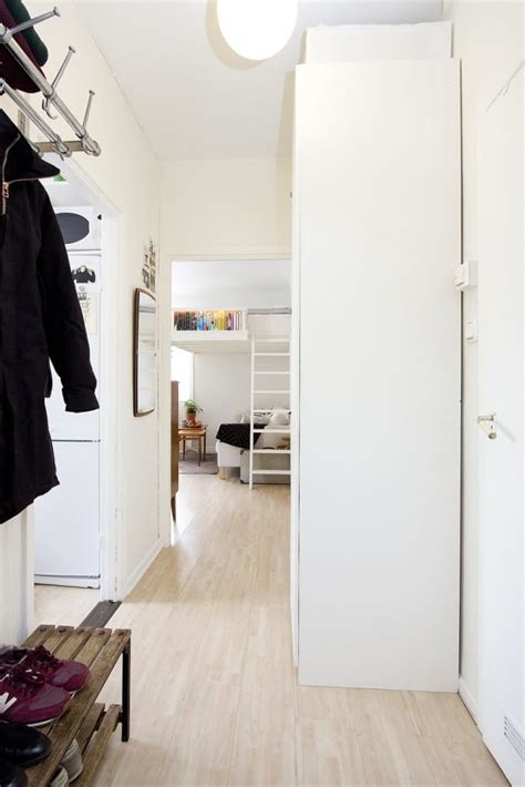 Small Swedish Studio Apartment Elegantly Combines Loft Bed And Book