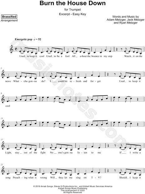 Brassified Burn The House Down Excerpt Easy Sheet Music Trumpet
