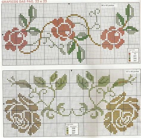 Gráfico De Rosas Em Ponto Cruz Para Toalhas Cross Stitch Borders Cross