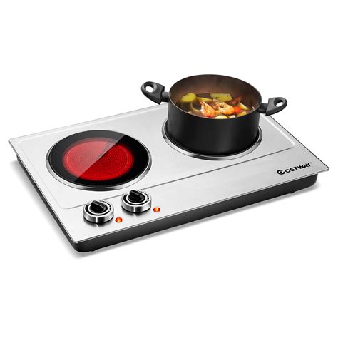 Costway Electric Hot Plate Ceramic Double Infrared Burner 1800W