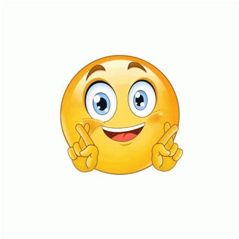 Fingers Crossed Smiley Finger Emoji Animated Emoticons Funny Emoji