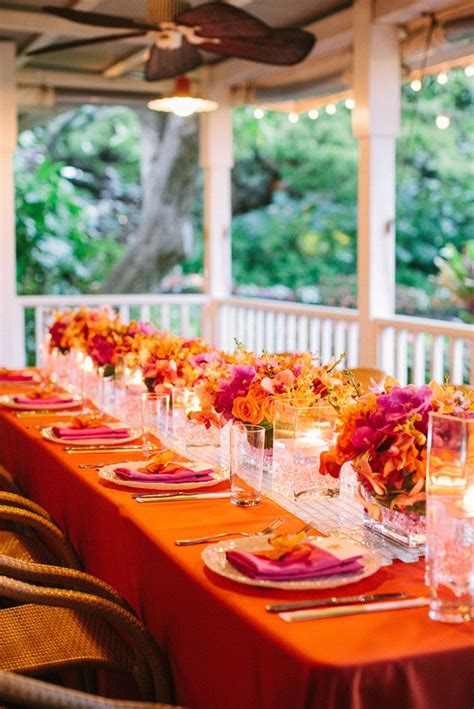 Pink And Orange Wedding Tablescape Photo By James Rubio