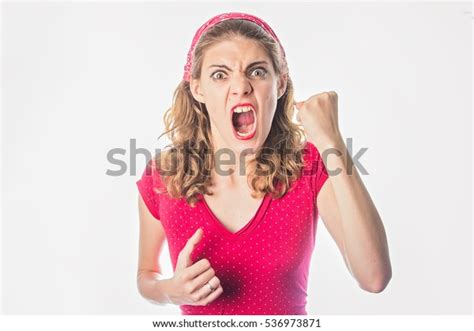 retro woman tight fists expressing women foto stock 536973871 shutterstock