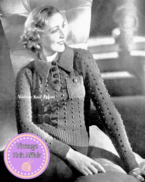 1930s Ladies Bobble Stitch Jumper Bobble Stitch Vintage Knitting