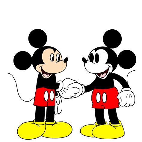 Modern Mickey And Classic Mickey Shaking Hands By Marcospower1996 On
