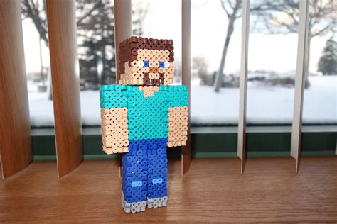 3d Minecraft Steve Perler Beads Designs Perler Bead Art Diy Perler