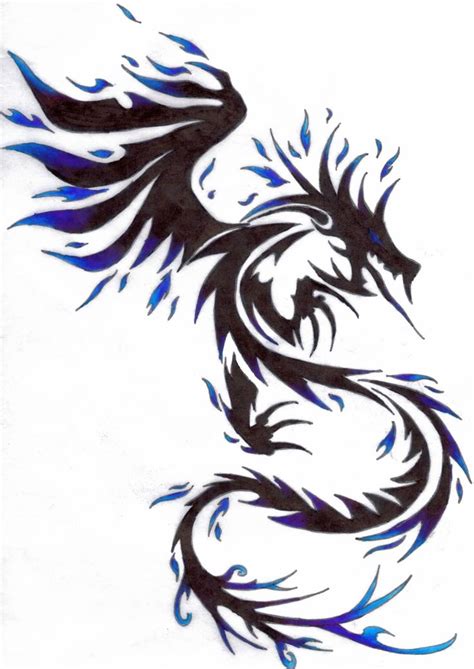 Blue Fire Dragon Tribal Tattoo Design By Kitsune Lunar Rose Tatuajes