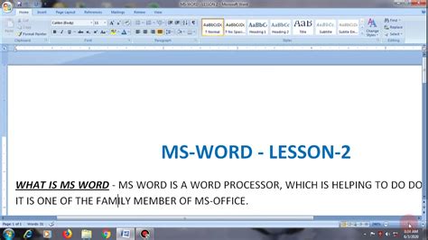 Ms Word Lesson 2 Youtube