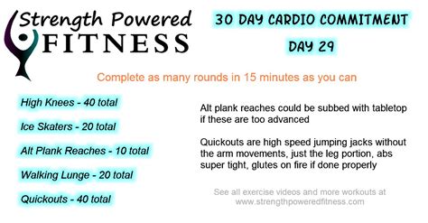 30 Day Cardio Commitment Day 29 Strength Powered Fitness