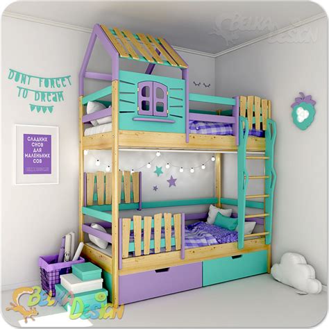 Кровать с домиком Кантри на заказ от Белкадизайн Оформление детских комнат Спальни для