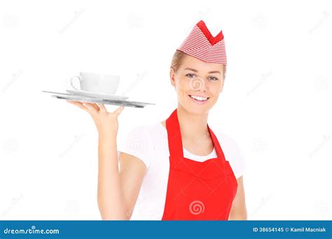 Waitress In Red Stock Image Image Of Owner Waitress 38654145