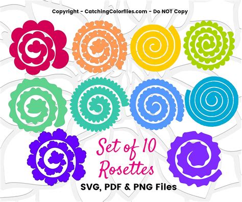 Paper Flower Rolled Rosette Templates Printable Pdf Rolled Etsy Paper Roses Diy Giant Paper