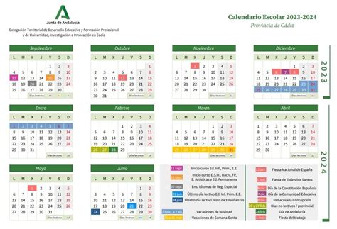 Calendario Escolar 2023 2024 En Andalucía 🗓️ 🏕️☀️